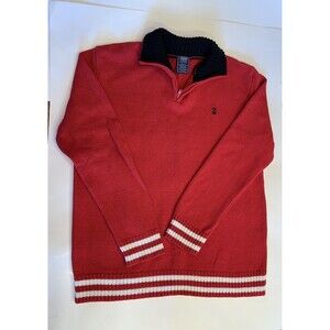 Izod Boy’s Large 10/12 Sweater 1/4 Zip Classic Preppy Nautical Holidays EUC
